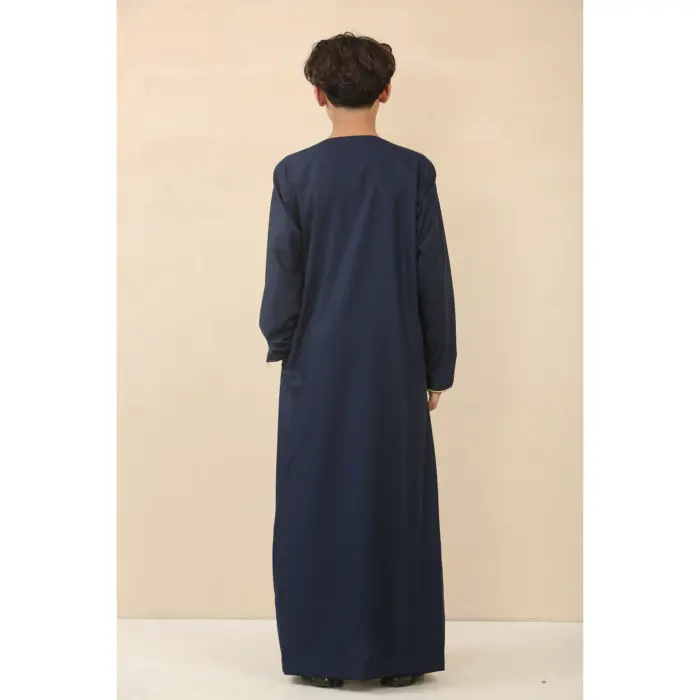 Boy's Thobe Emirati Omani Jubba Islamic Clothing Muslim Kaftan Eid Robe Arab Gold Embroidery - Image 12
