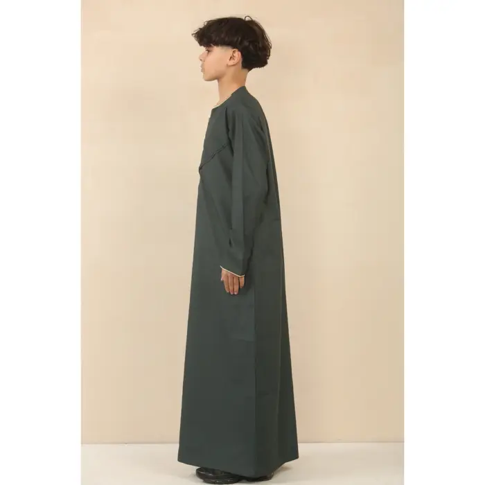 Boy's Thobe Emirati Omani Jubba Islamic Clothing Muslim Kaftan Eid Robe Arab Gold Embroidery - Image 22