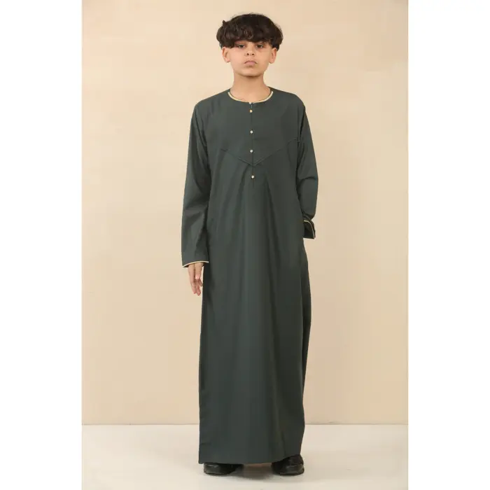 Boy's Thobe Emirati Omani Jubba Islamic Clothing Muslim Kaftan Eid Robe Arab Gold Embroidery - Image 19