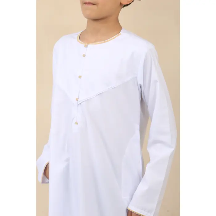 Boy's Thobe Emirati Omani Jubba Islamic Clothing Muslim Kaftan Eid Robe Arab Gold Embroidery - Image 28