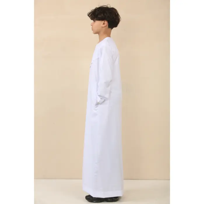 Boy's Thobe Emirati Omani Jubba Islamic Clothing Muslim Kaftan Eid Robe Arab Gold Embroidery - Image 27