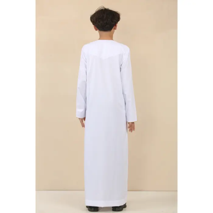 Boy's Thobe Emirati Omani Jubba Islamic Clothing Muslim Kaftan Eid Robe Arab Gold Embroidery - Image 25