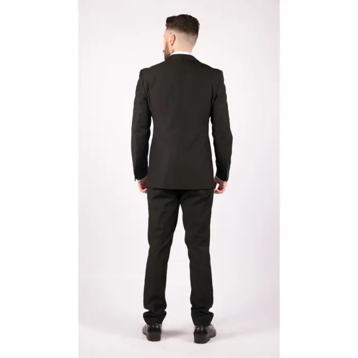 Mens 3 Piece Black Tailored Fit Complete Suit Classic Doorman Morning Funeral - Image 9