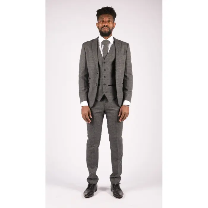 Mens 3 Piece Suit Tweed Check Vintage Retro Tailored Fit 1920s - Image 2