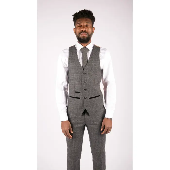 Mens 3 Piece Suit Tweed Check Vintage Retro Tailored Fit 1920s - Image 5