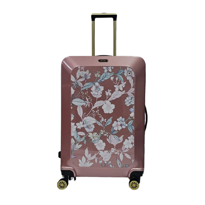 Floral Suitcase 4 Wheel Shiny Hard Case Shell Roller Wheels Cabin Small Medium Large Set Carry On Check In - Image 40