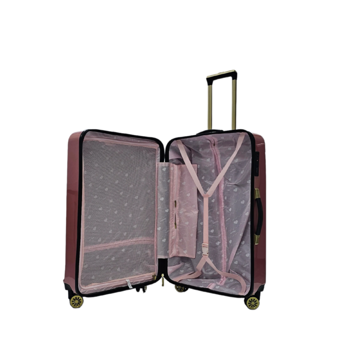 Floral Suitcase 4 Wheel Shiny Hard Case Shell Roller Wheels Cabin Small Medium Large Set Carry On Check In - Image 44