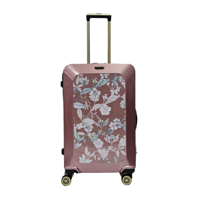 Floral Suitcase 4 Wheel Shiny Hard Case Shell Roller Wheels Cabin Small Medium Large Set Carry On Check In - Image 25