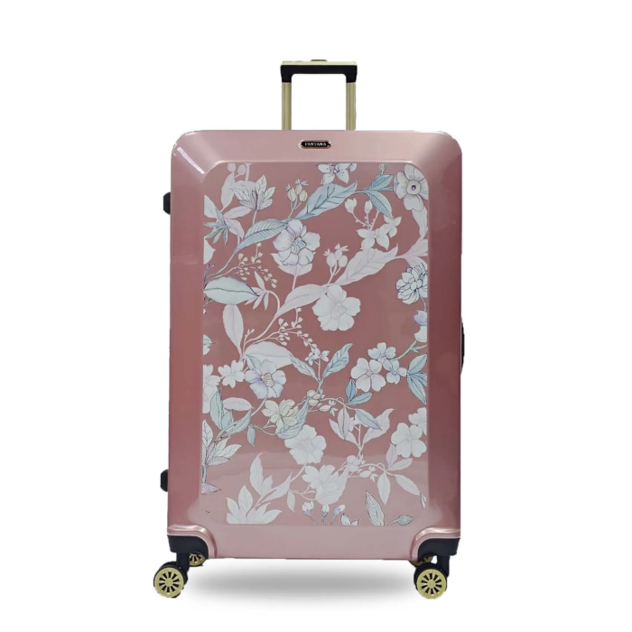 Floral Suitcase 4 Wheel Shiny Hard Case Shell Roller Wheels Cabin Small Medium Large Set Carry On Check In - Image 55