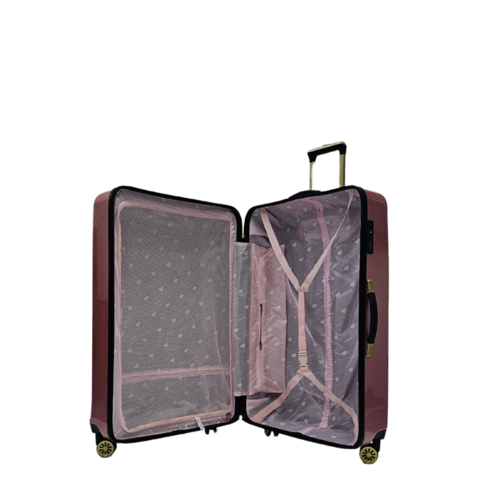 Floral Suitcase 4 Wheel Shiny Hard Case Shell Roller Wheels Cabin Small Medium Large Set Carry On Check In - Image 59