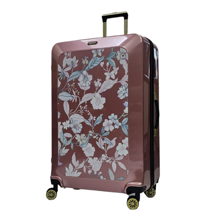 Floral Suitcase 4 Wheel Shiny Hard Case Shell Roller Wheels Cabin Small Medium Large Set Carry On Check In - Image 56