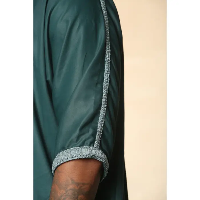 Men's Moroccan Thobe Short Sleeve Gandoura Embroidery Kaftan - Image 11