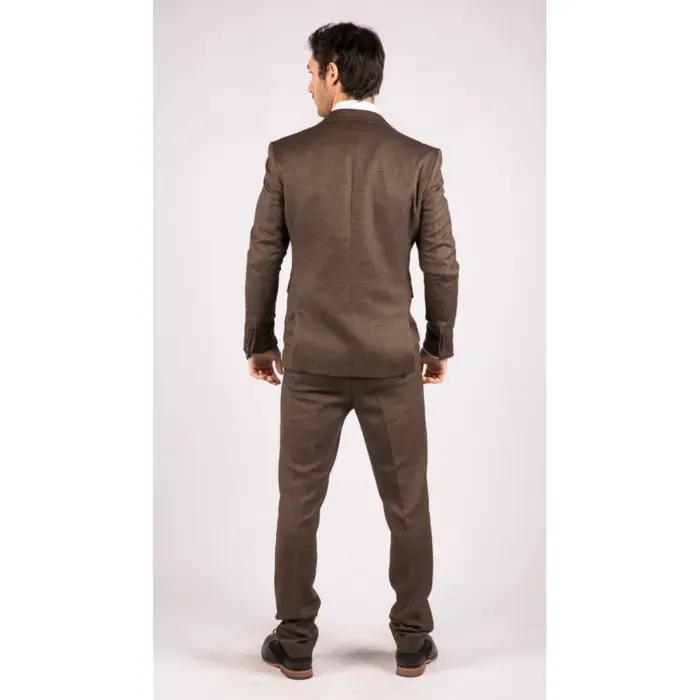 Mens Herringbone Tweed 3 Piece Suit Brown Classic Vintage Tailored Wedding Blinders - Image 7