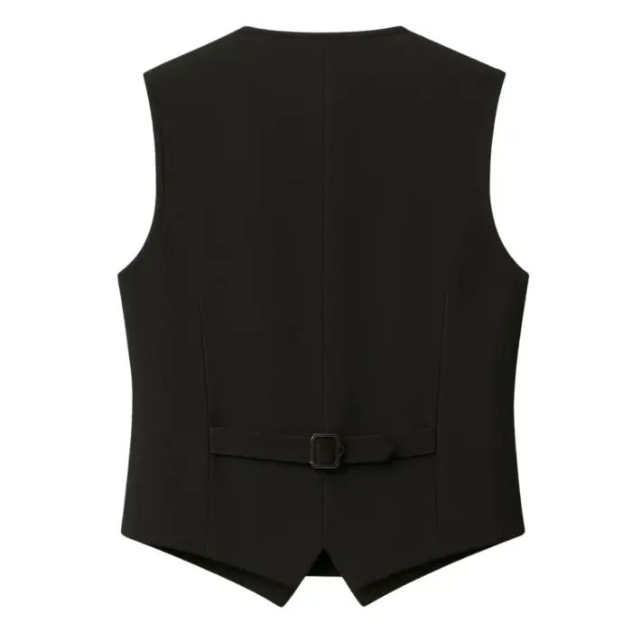 Men's Plain Black Formal Waistcoat - Image 4