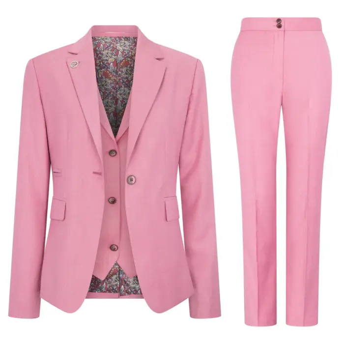 TPW-16 - Women's 3 Piece Plain Pink Suit - Image 1