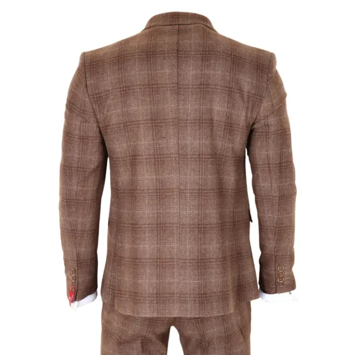 TP-31 - Men's Brown Tweed Check 3 Piece Suit - Image 7