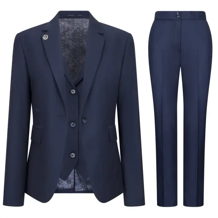 TPW-14 - Women's 3 Piece Plain Navy Blue Suit - Image 1