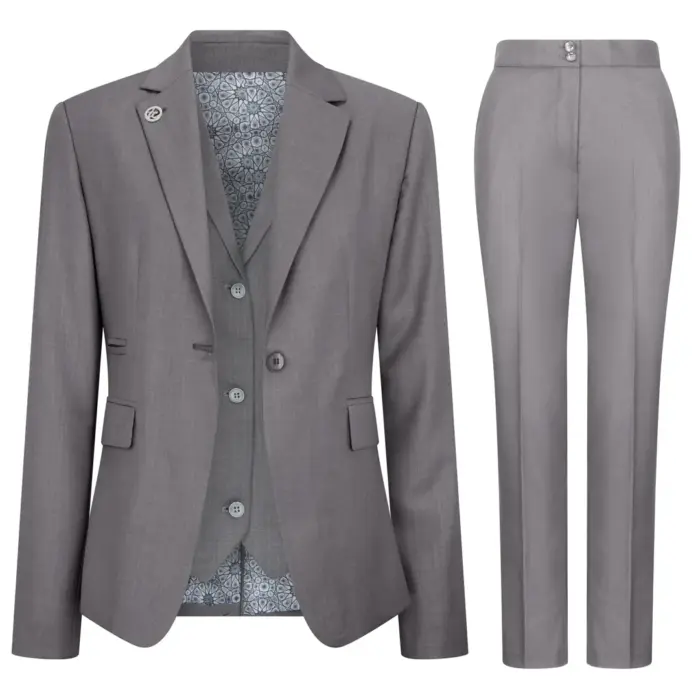 TPW-15 - Women's 3 Piece Plain Grey Suit - Image 1