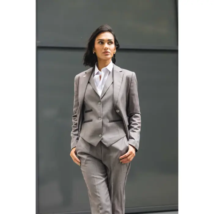 TPW-15 - Women's 3 Piece Plain Grey Suit - Image 2