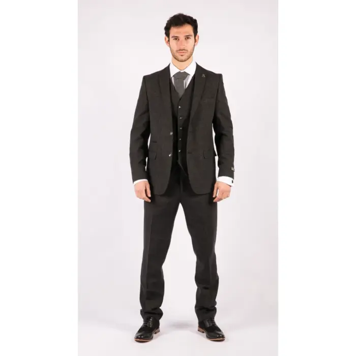 Mens Wool Tweed Suit 3 Piece Authentic 1920s Tailored Fit Classic - Image 3