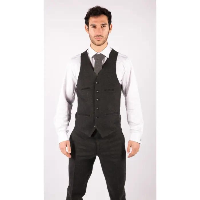 Mens Wool Tweed Suit 3 Piece Authentic 1920s Tailored Fit Classic - Image 5