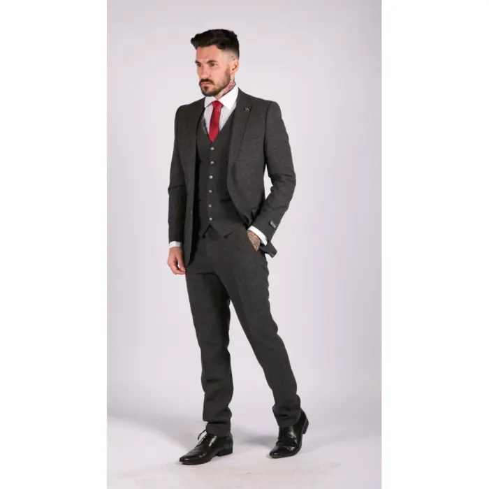 Mens Wool Tweed Suit 3 Piece Authentic 1920s Tailored Fit Classic - Image 3