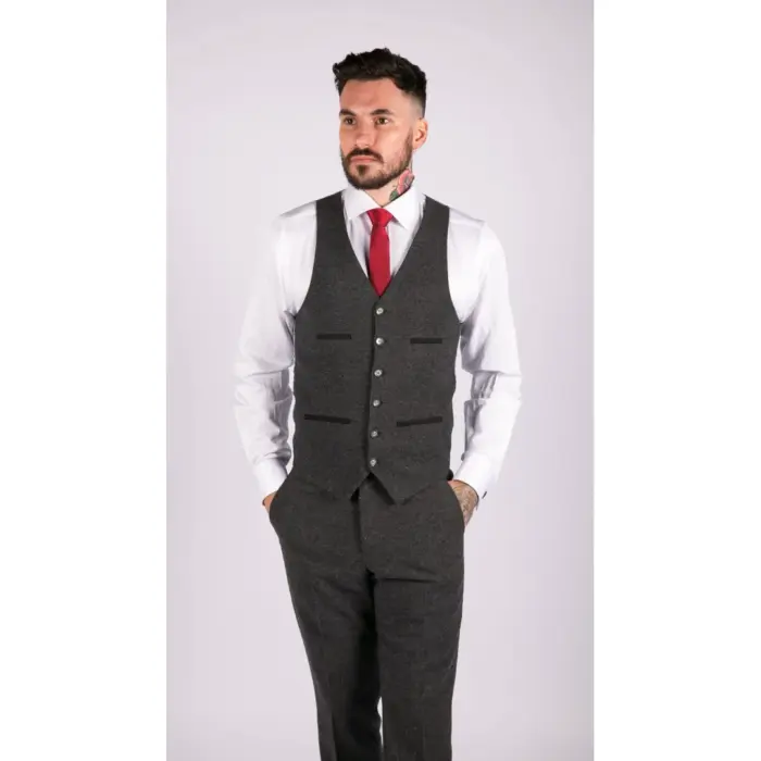 Mens Wool Tweed Suit 3 Piece Authentic 1920s Tailored Fit Classic - Image 5