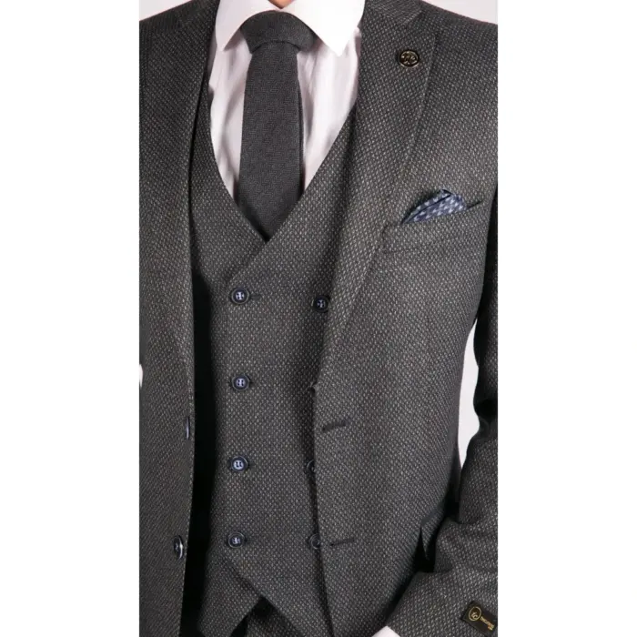 Mens Wool 3 Piece Suit Double Breasted Waistcoat Tweed 1920s - Image 4