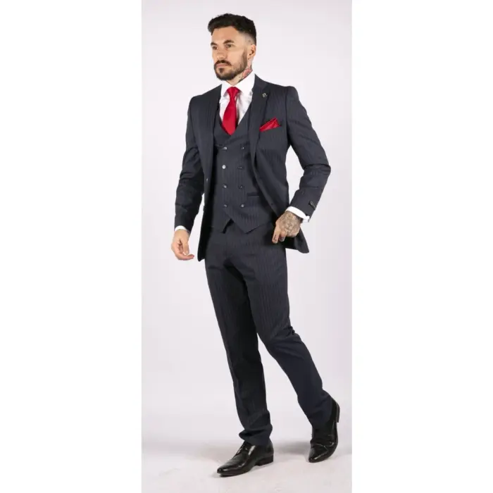 Mens 3 Piece Suit Gatsby 1920s Gangster Pinstripe Tailored Fit - Image 4