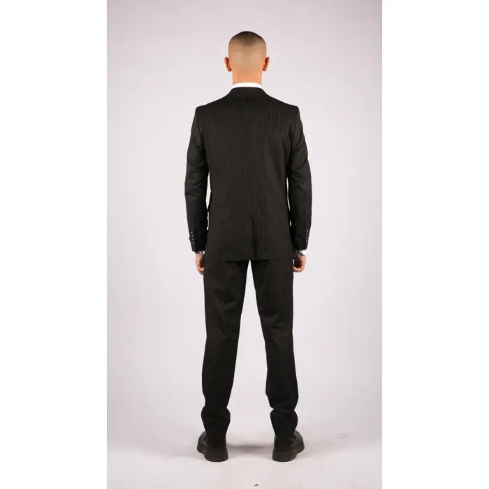Mens 3 Piece Black Suit Gatsby 1920s Gangster Pinstripe Tailored Fit - Image 6
