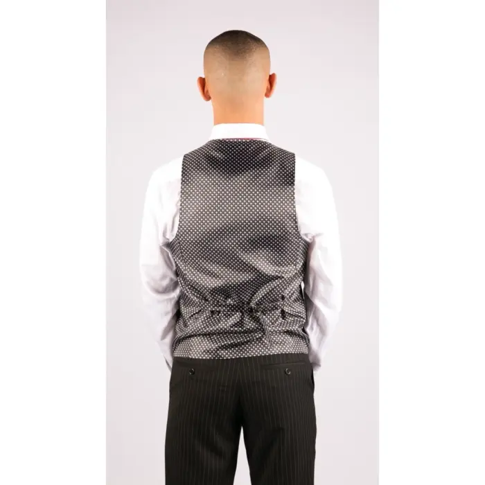 Mens 3 Piece Black Suit Gatsby 1920s Gangster Pinstripe Tailored Fit - Image 5
