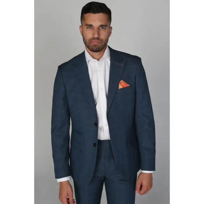 Men's Blazer Green Checked Tailored Fit Formal Suit Jacket - Image 1