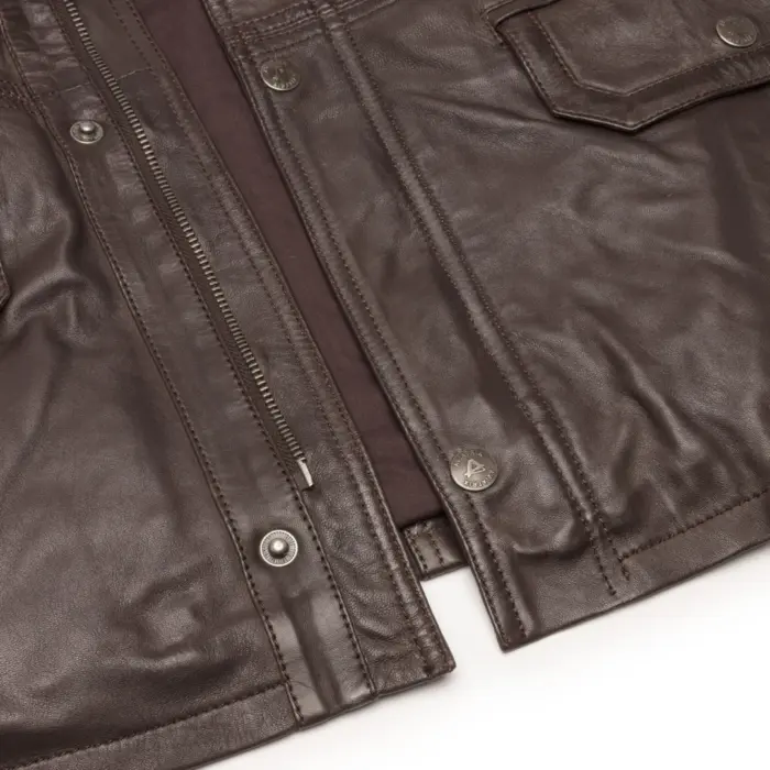 Mens 3/4 Tailored Fit Safari Parka Jacket Genuine Real Leather Military Black - Image 9