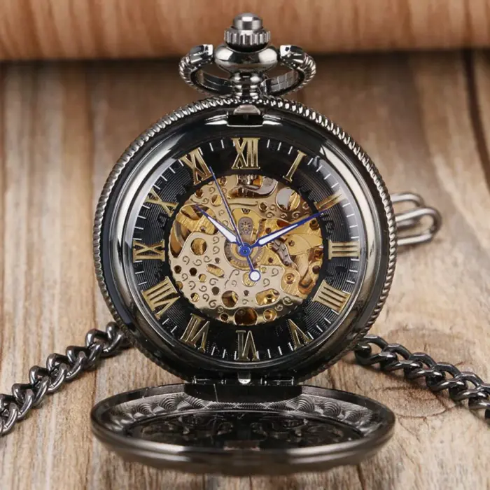 Mechanical Skeleton Antique Brass Vintage Pocket Watch - Image 5