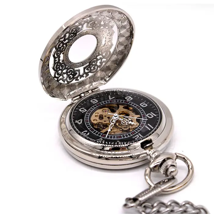 Mechanical Skeleton Half Hunter Antique Brass Pocket Watch - Image 13