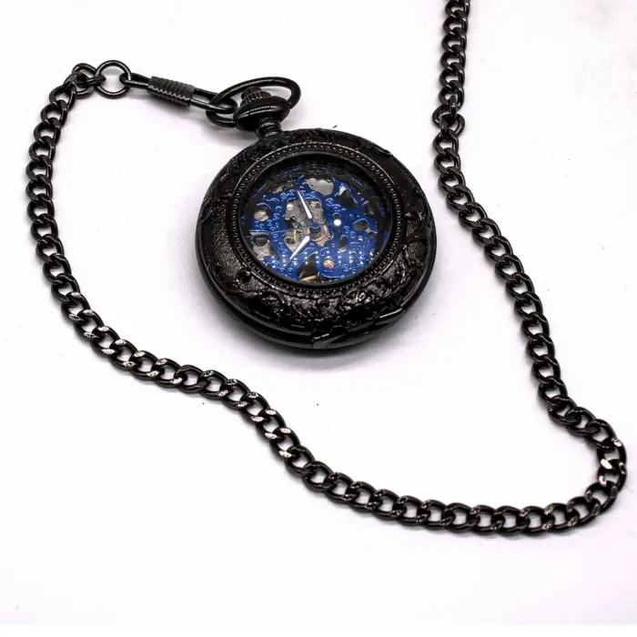 Mechanical Skeleton Half Hunter Vintage Pocket Watch - Image 3