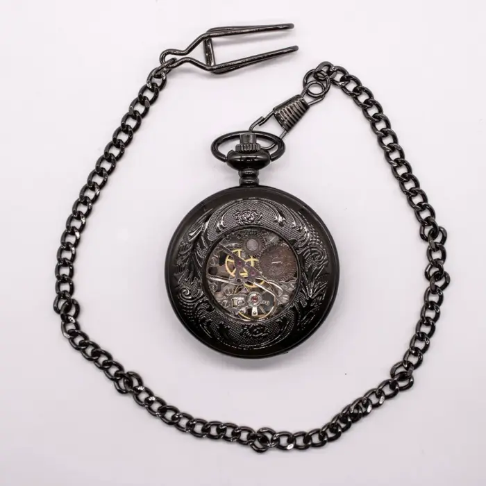 Mechanical Skeleton Half Hunter Vintage Pocket Watch - Image 4