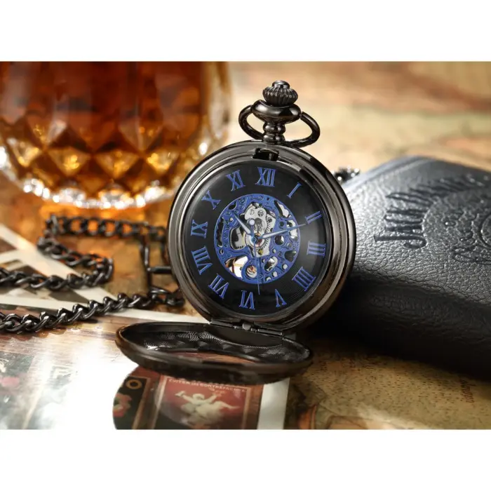 Mechanical Skeleton Half Hunter Vintage Pocket Watch - Image 6