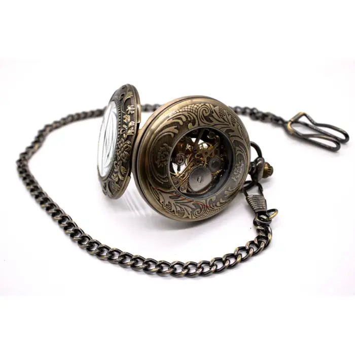 Mechanical Skeleton Half Hunter Vintage Pocket Watch - Image 9