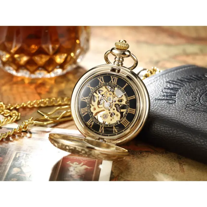 Mechanical Skeleton Half Hunter Vintage Pocket Watch - Image 16