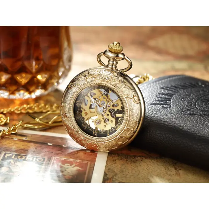 Mechanical Skeleton Half Hunter Vintage Pocket Watch - Image 17