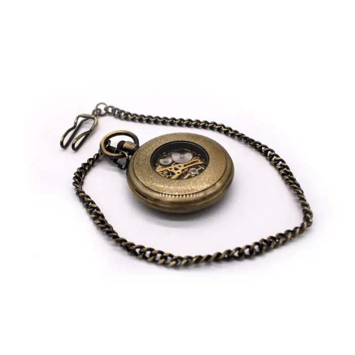 Mechanical Skeleton Open Face Antique Pocket Watch - Image 3