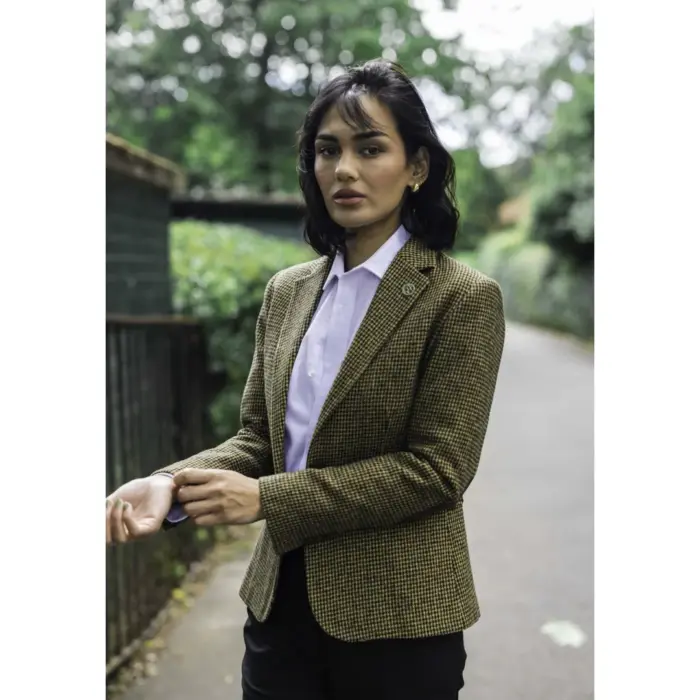 TPW-20 - Women's Wool Blend Brown Dogtooth Tweed Blazer - Image 2