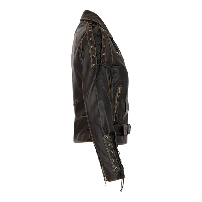 Women's Leather Jacket Live To Ride Cross Zip Cow Hide Brando Biker Motorcycle - Image 4