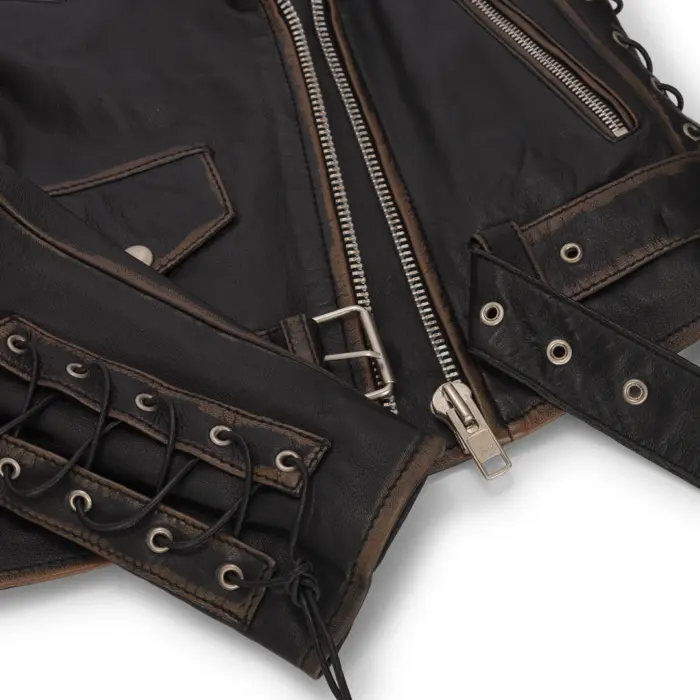 Women's Leather Jacket Live To Ride Cross Zip Cow Hide Brando Biker Motorcycle - Image 2