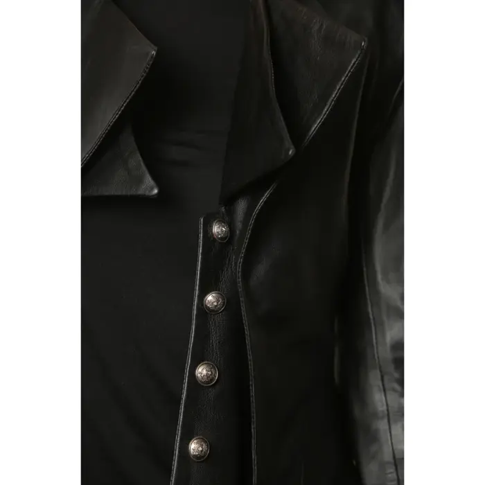 Women's Gothic Mid-Length Edwardian Leather Jacket - Image 6