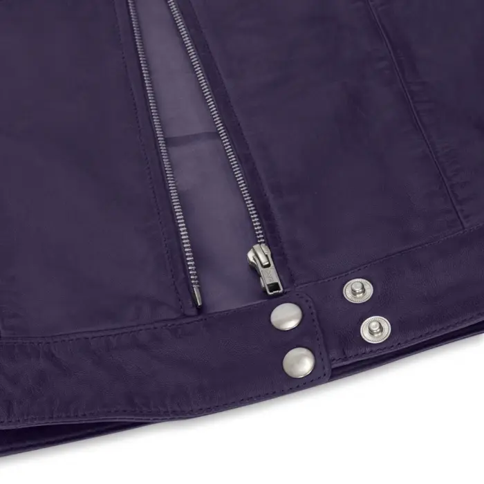Women's Leather Moto Biker Jacket - Image 6